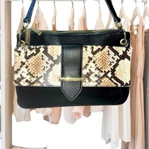 Enzo Angiolini Women Snake Print Satchel Bag, Neutral Snake